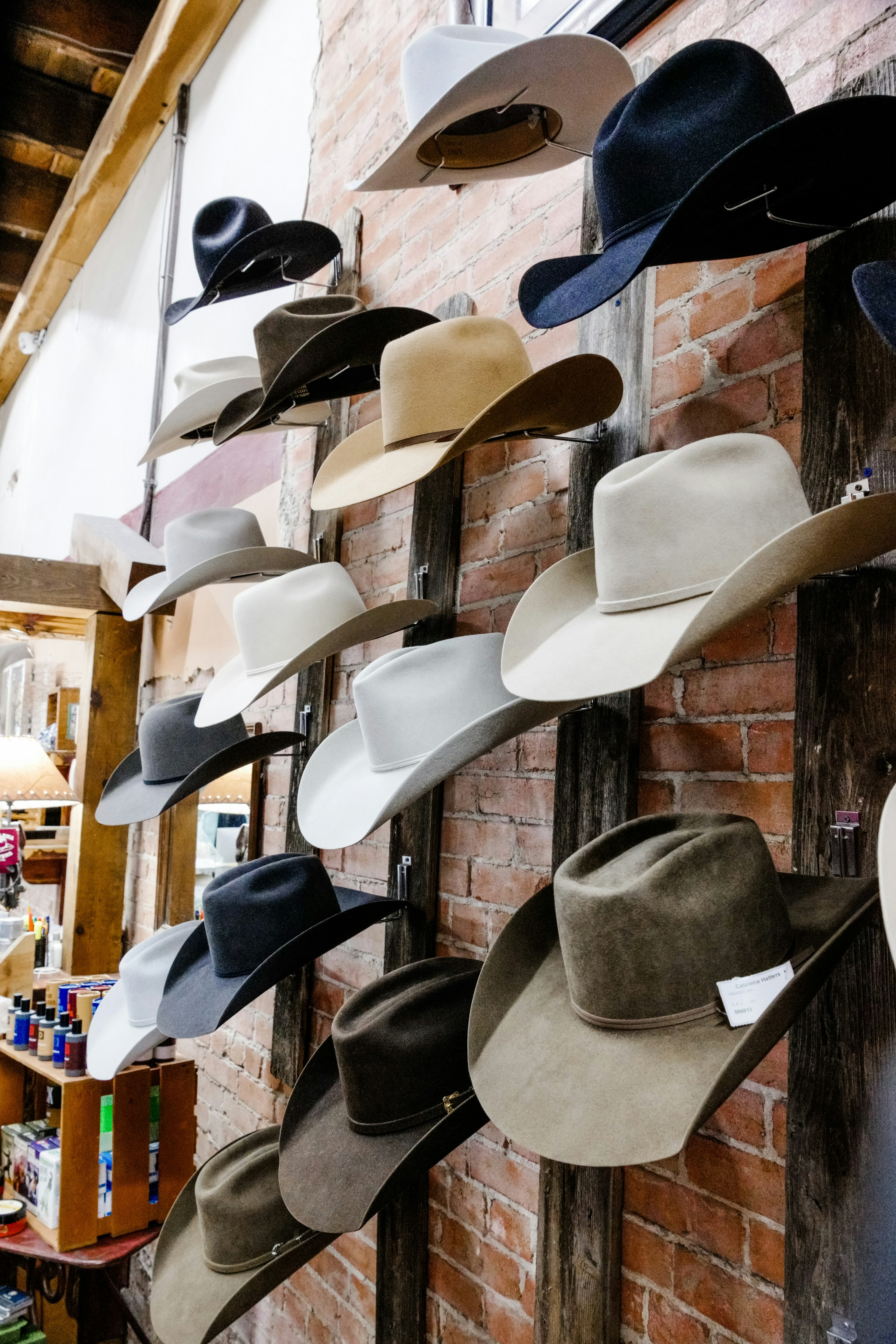 Custom cowboy hats on display at Catalina Hatters on Main Street