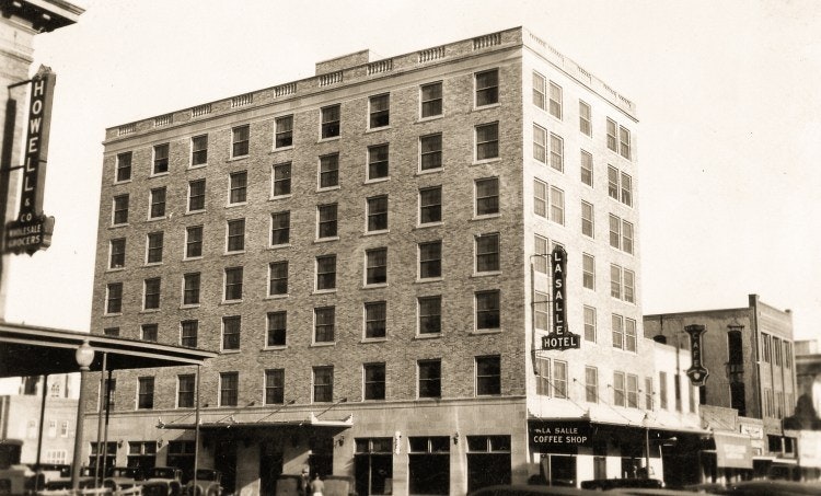 Historic photo of the LaSalle Hotel in Downtown Bryan