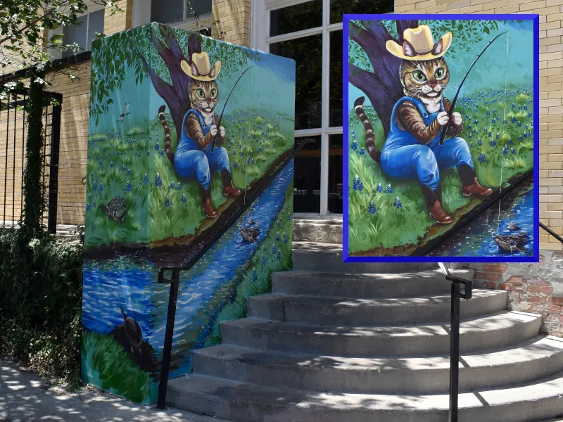 Meowdy Catfish Mural in Downtown Bryan, Texas